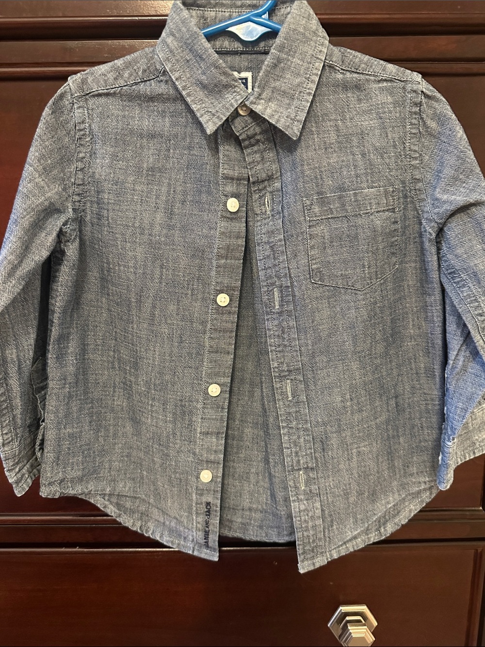 Janie and Jack Heathered Blue Chambray Button-Down Shirt 2T
